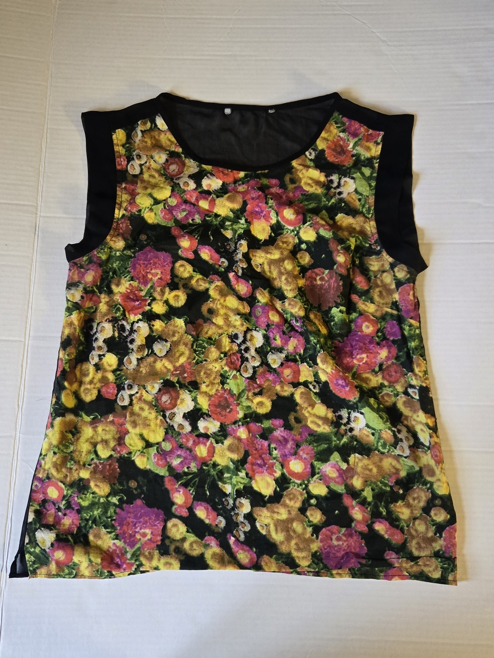 Floral Print Sleeveless Blouse - Black Multi